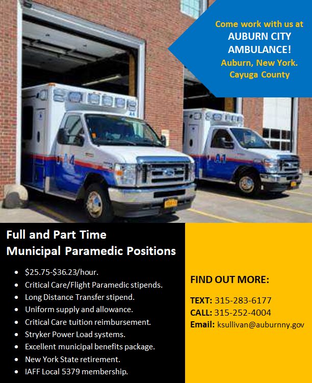 Auburn City Ambulance Employment Recruitment Poster March 2024
