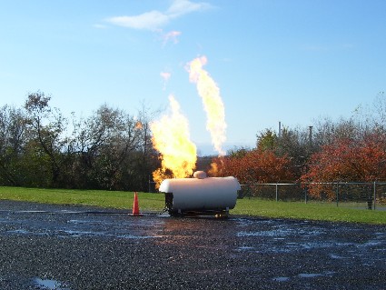 propane tank on fire