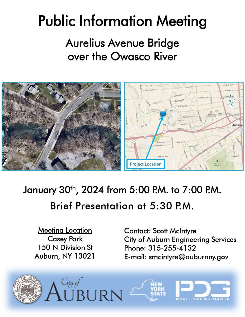 Public Information Meeting Flyer for Aurelius Ave Bridge