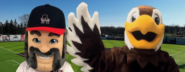 Auburn Doubledays Mascots Abner Doubleday and Casey the Falcon