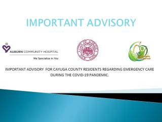Important Advisory For Cayuga County Residents Regarding Emergency Care During the COVID-19 Pandemic