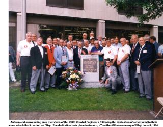 Picture of the 50th anniversary of the 299th Combat Engineer BAttalion members from 1994 as it appeared in The Citizen newspaper