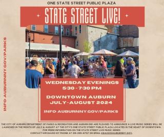 Wednesday Nights July-August at 1 State Street Downtown Auburn